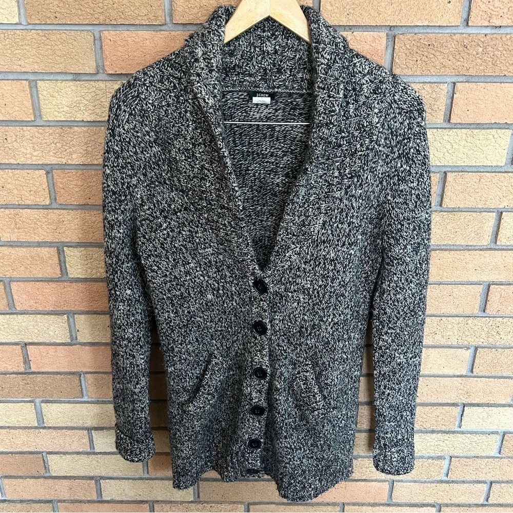 J. Crew Women’s Wool Cardigan Sweater Gray Shawl Collar Button Down Size Small